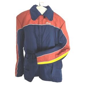 Bates EUC two-tone jacket belted full zip Velcro Large blue orange
